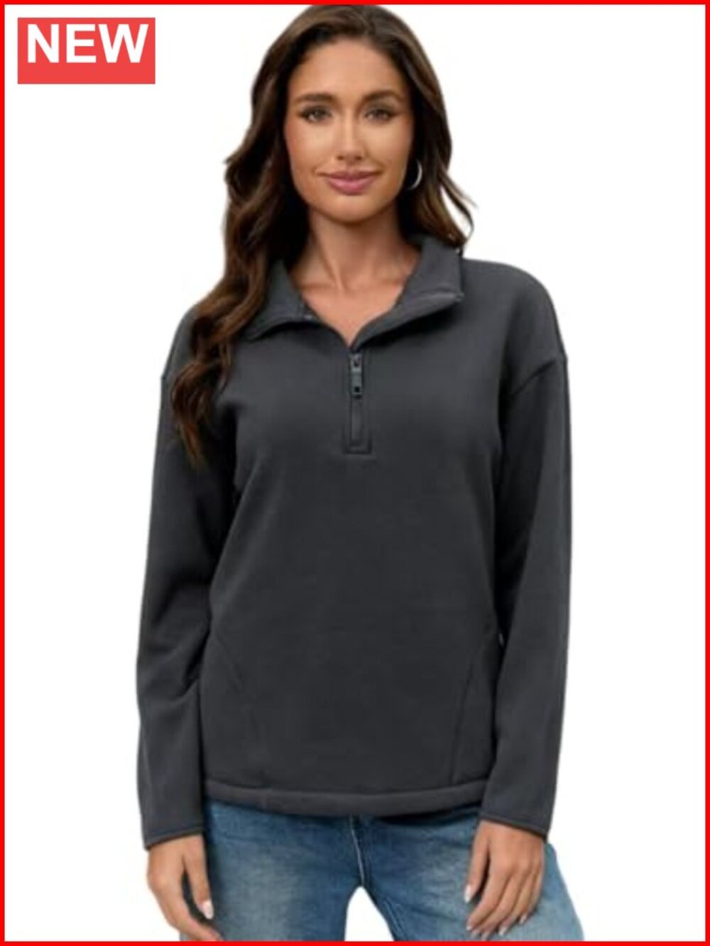 Half-Zip Polar Fleece Pullover Jacket Lightweight Warm Outdoor